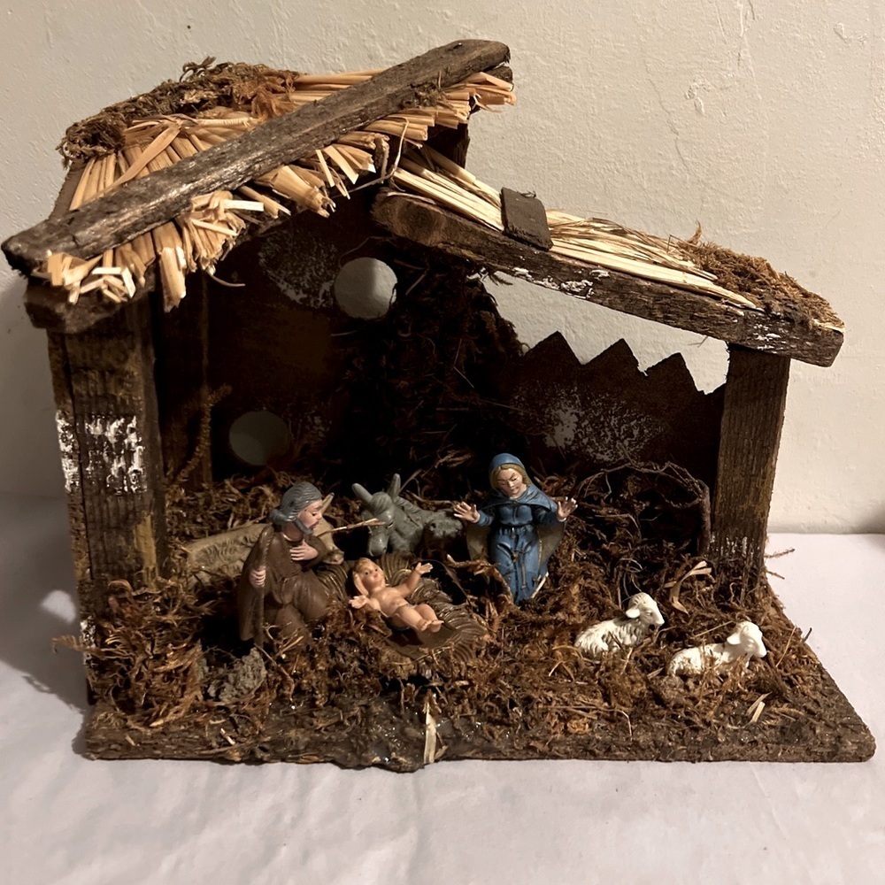 Vintage Italian Nativity Christmas Manger Scene 7 Figures Made In Italy Jesus 8’